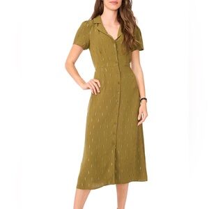 Halogen Green Button-Down Midi Dress